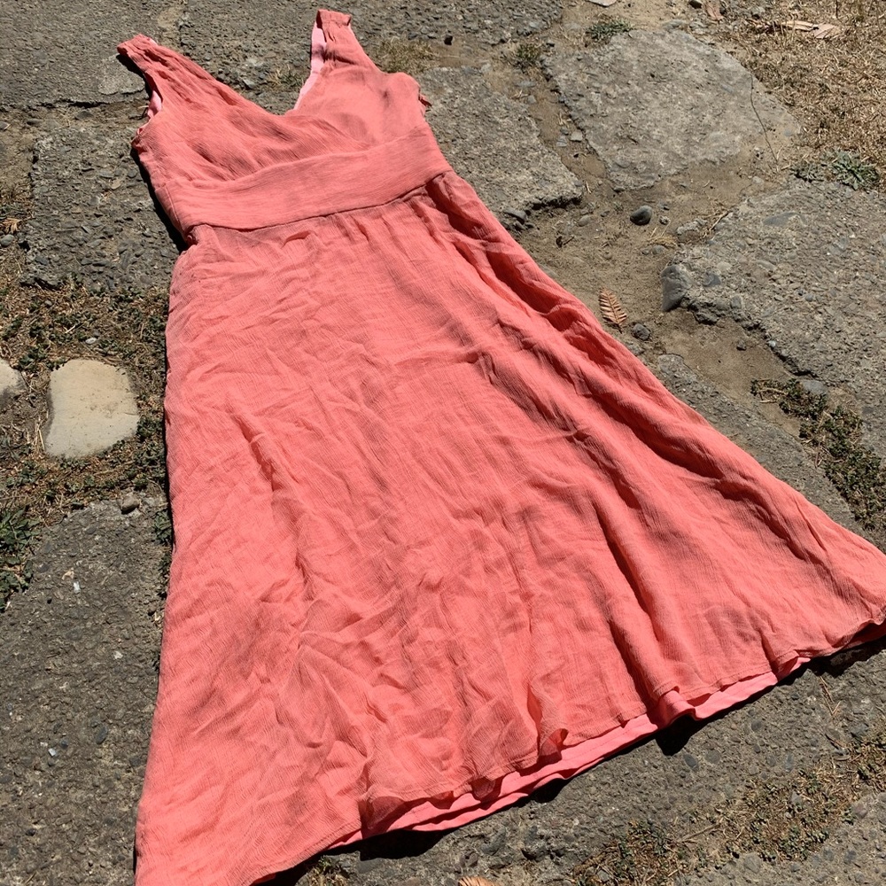 J. Crew vintage silk coral side zip fully lined flowy mid length dress - Picture 14 of 16